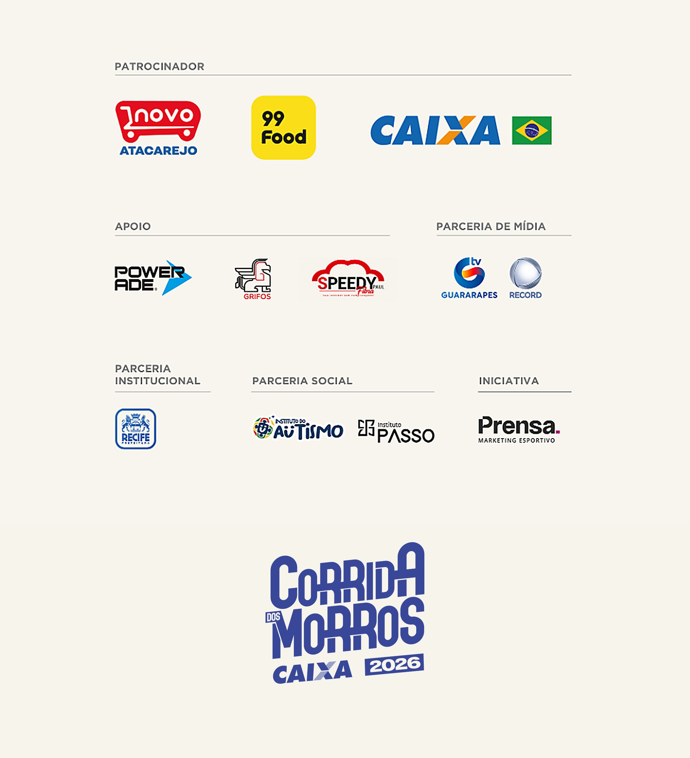 Patrocinadores e parceiros da Corrida dos Morros 2026